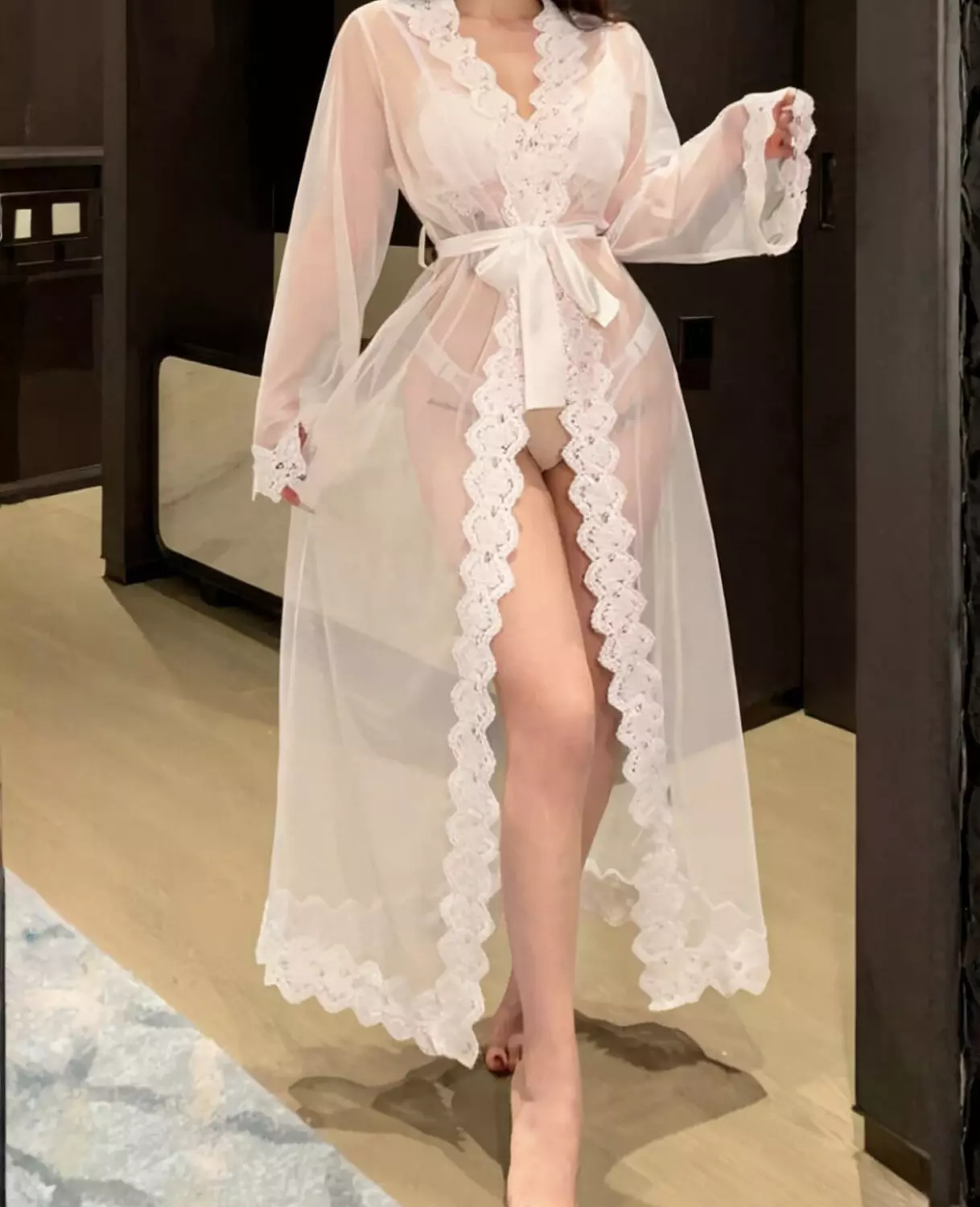 Sheer Lace Long Robe 4