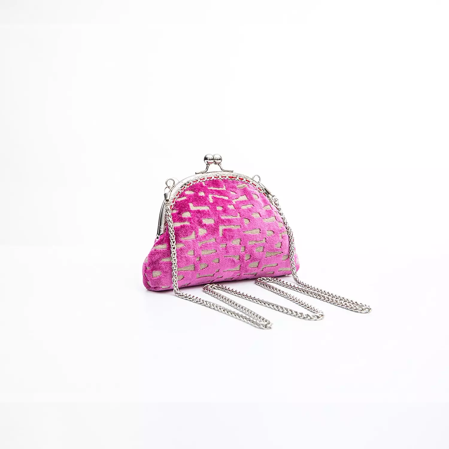 Chic fuchsia Animal Print Kiss-Lock Purse with Silver Chain image