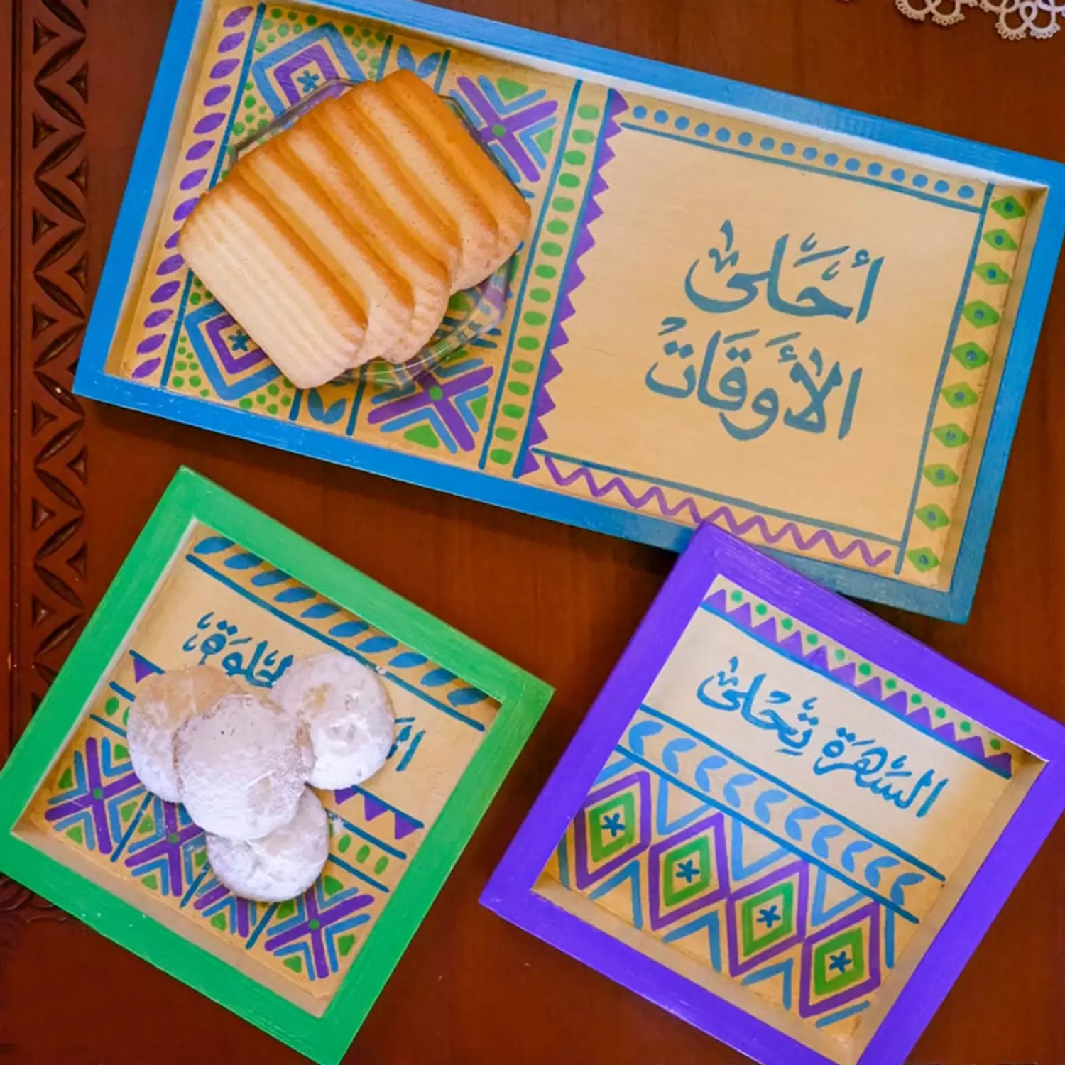 Nuts set rectangle - Strip blue & purple  image