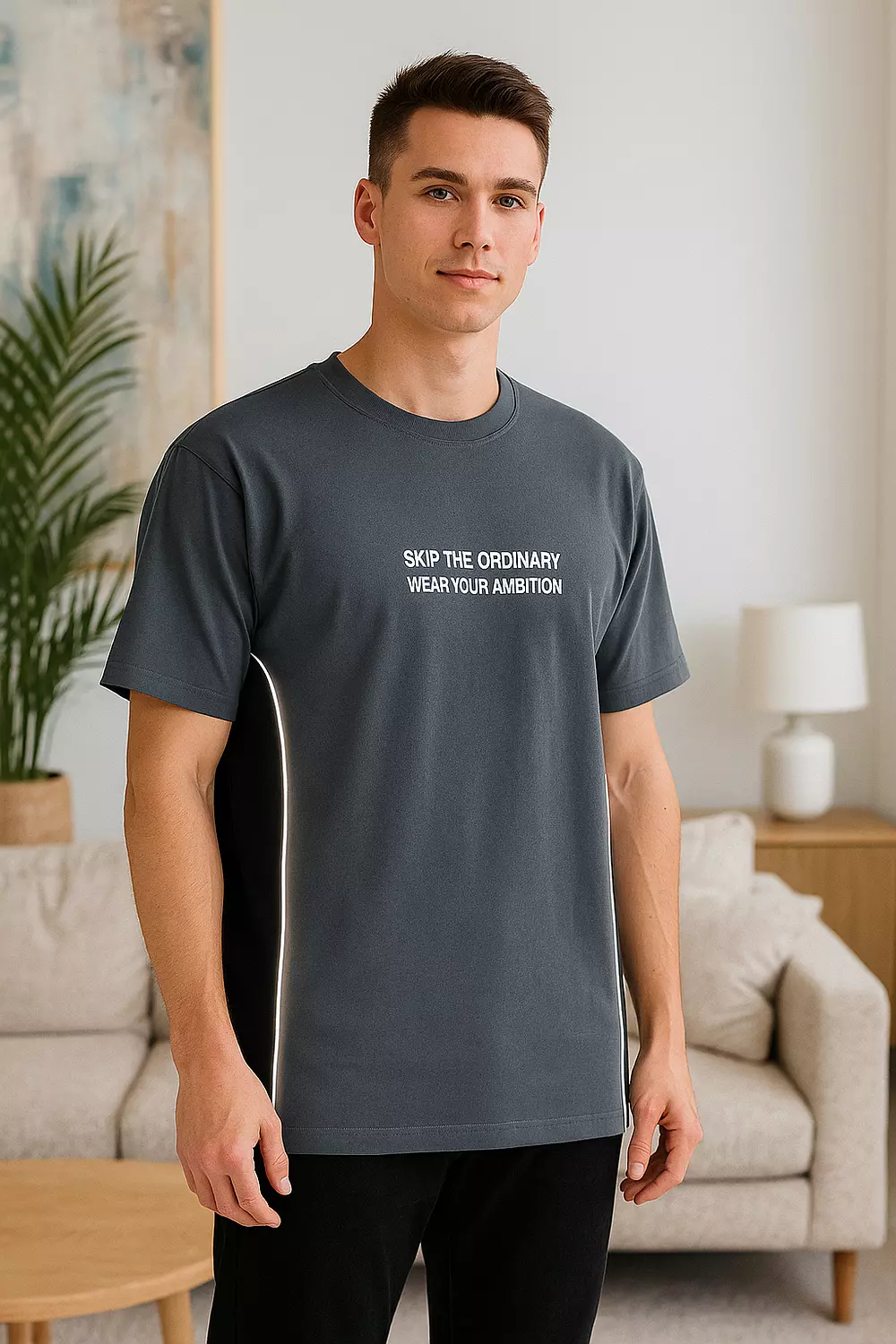 <p><strong><span style="color: #000000">Over size Dark Grey Reflect T-shirt</span></strong></p>