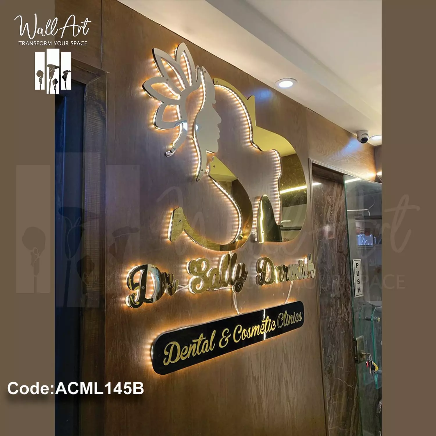 ACML145-Lighted Golden Acrylic Logo  2
