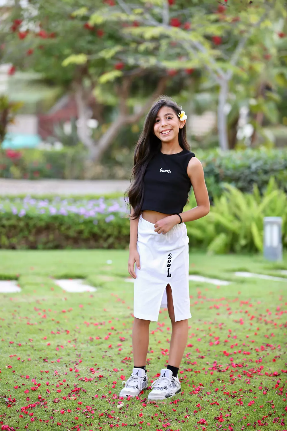 SOUTH Melon Cotton embroidered White Skirt  hover image