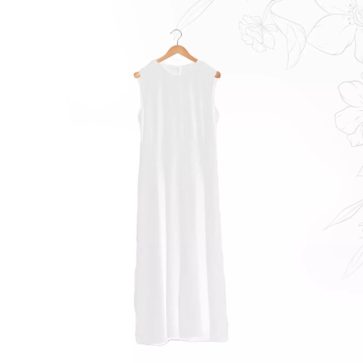 Sleeveless Basic Dress- White image