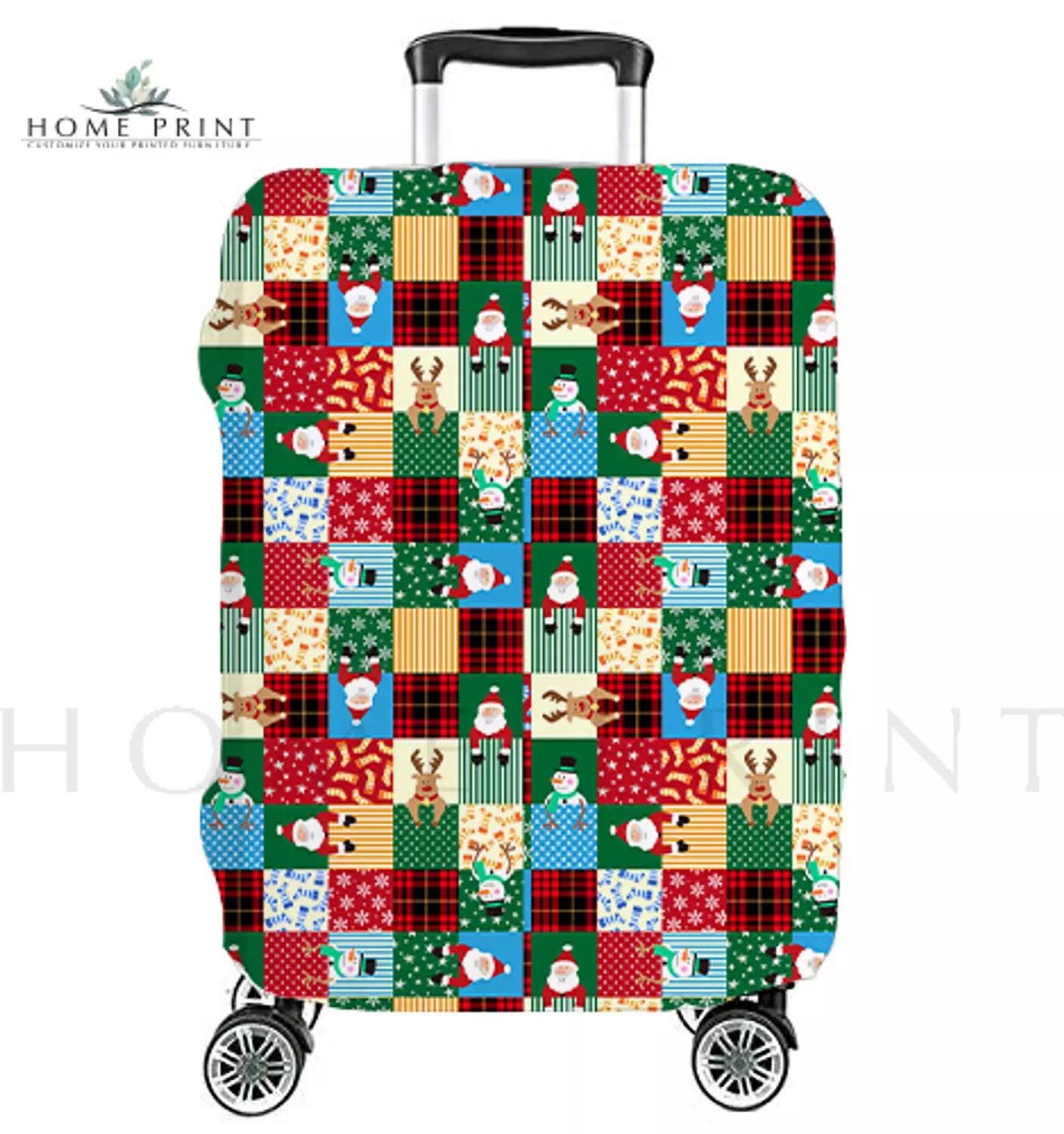 Suitcase Lycra Cover - Multi Christmas  Shapes - Multi Colors Design  image