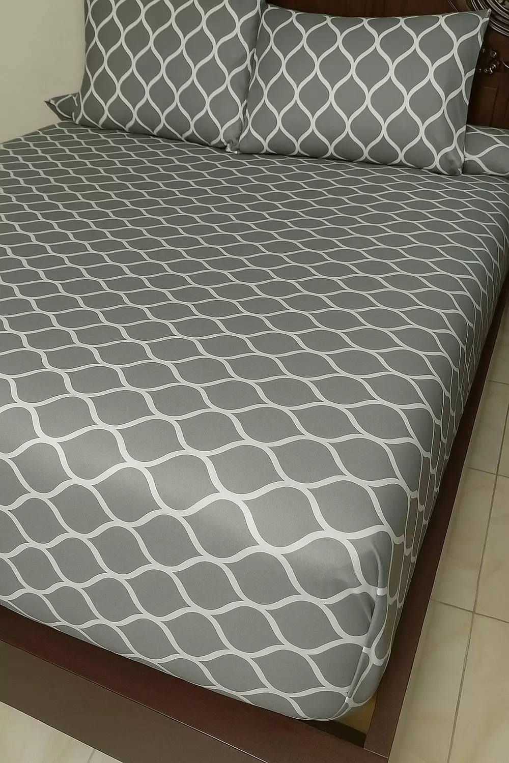 sheet set, Turkish cotton, zigzag elastic, gray image