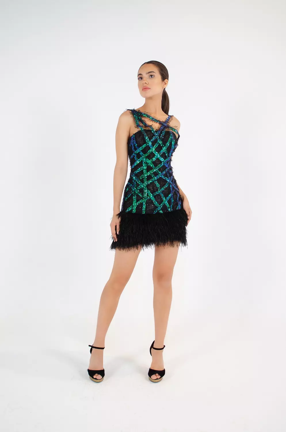 Opulent Blue-Green Sequin Dress image