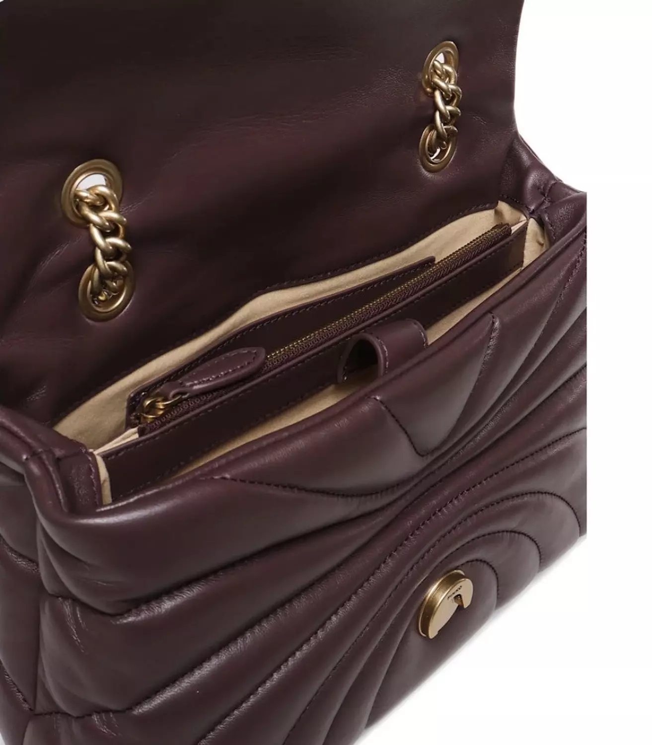 Pinko Love Puff Classic shoulder bag in claret leather 3