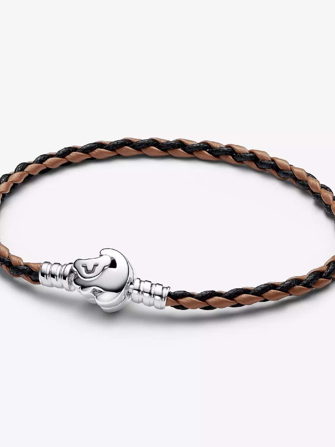 Disney The Lion King Clasp Pandora Moments Braided Leather Bracelet Sterling silver hover image