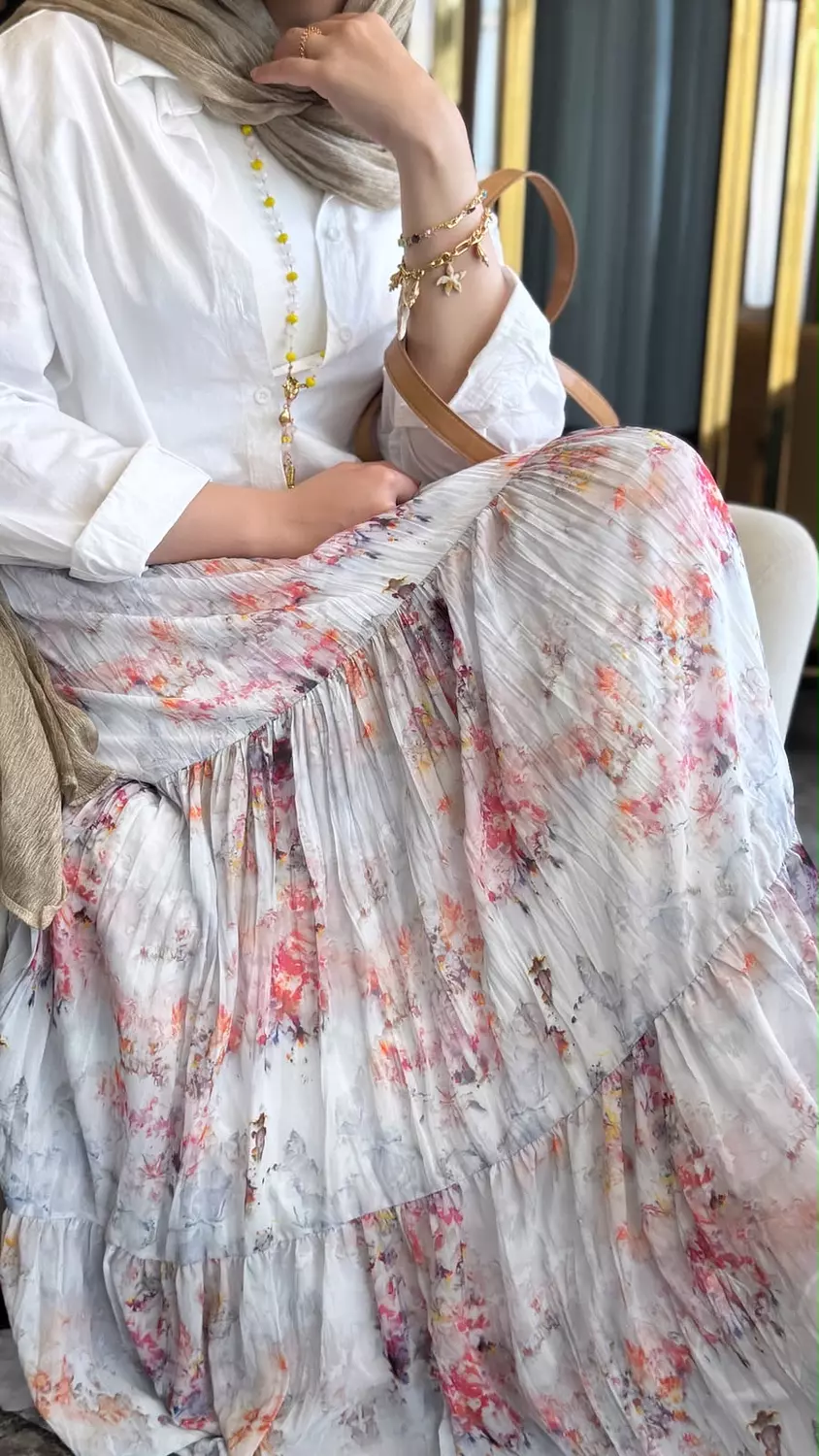 Fiora Skirt in soft Sky Floral 2