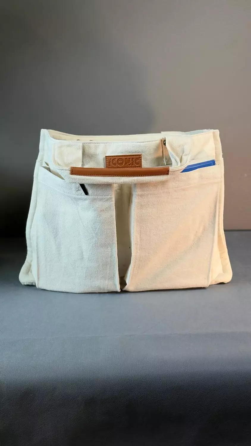 BEIGE CANVAS TOTE BAG 5