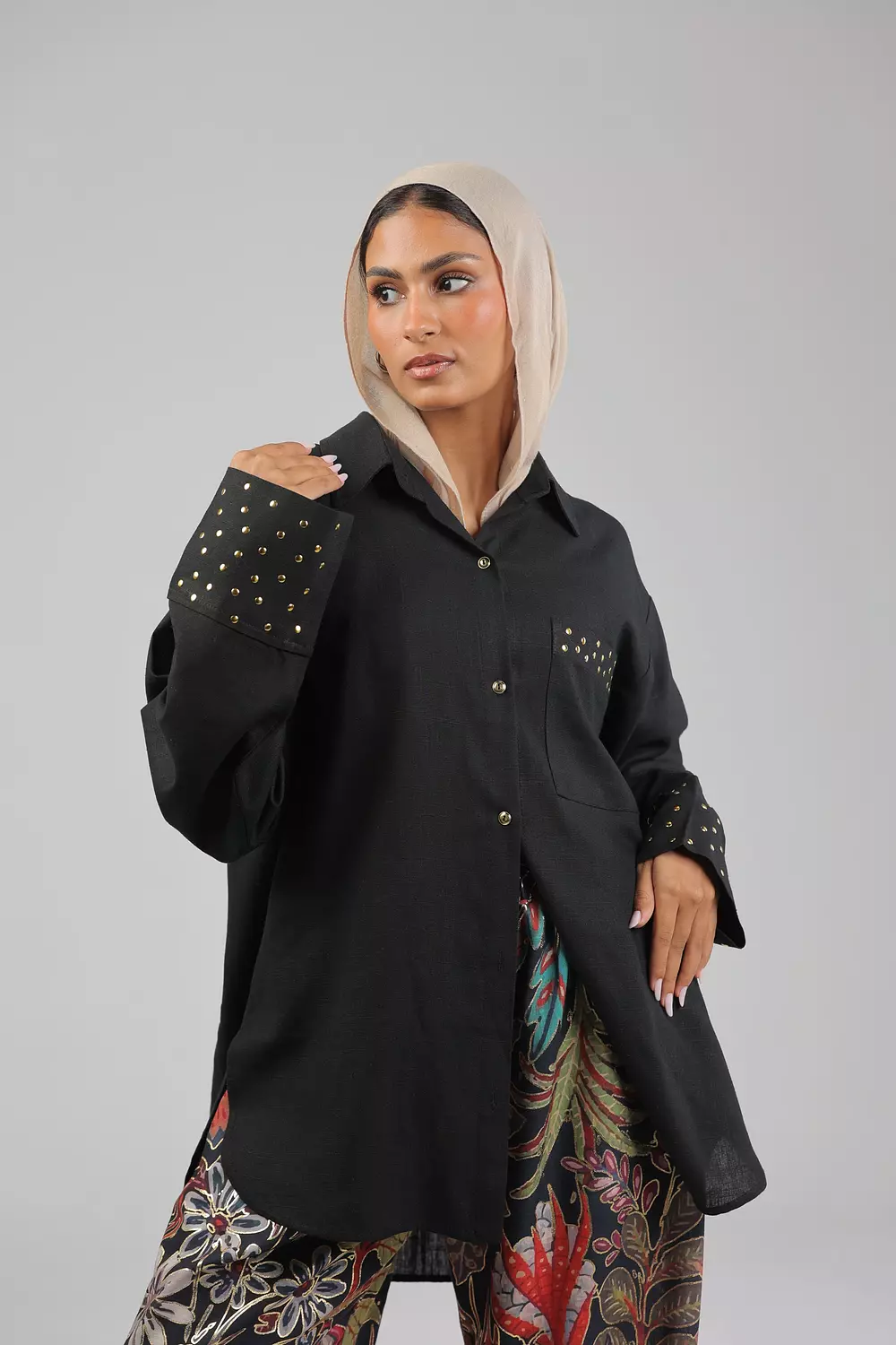 Black Studded linen shirt 11