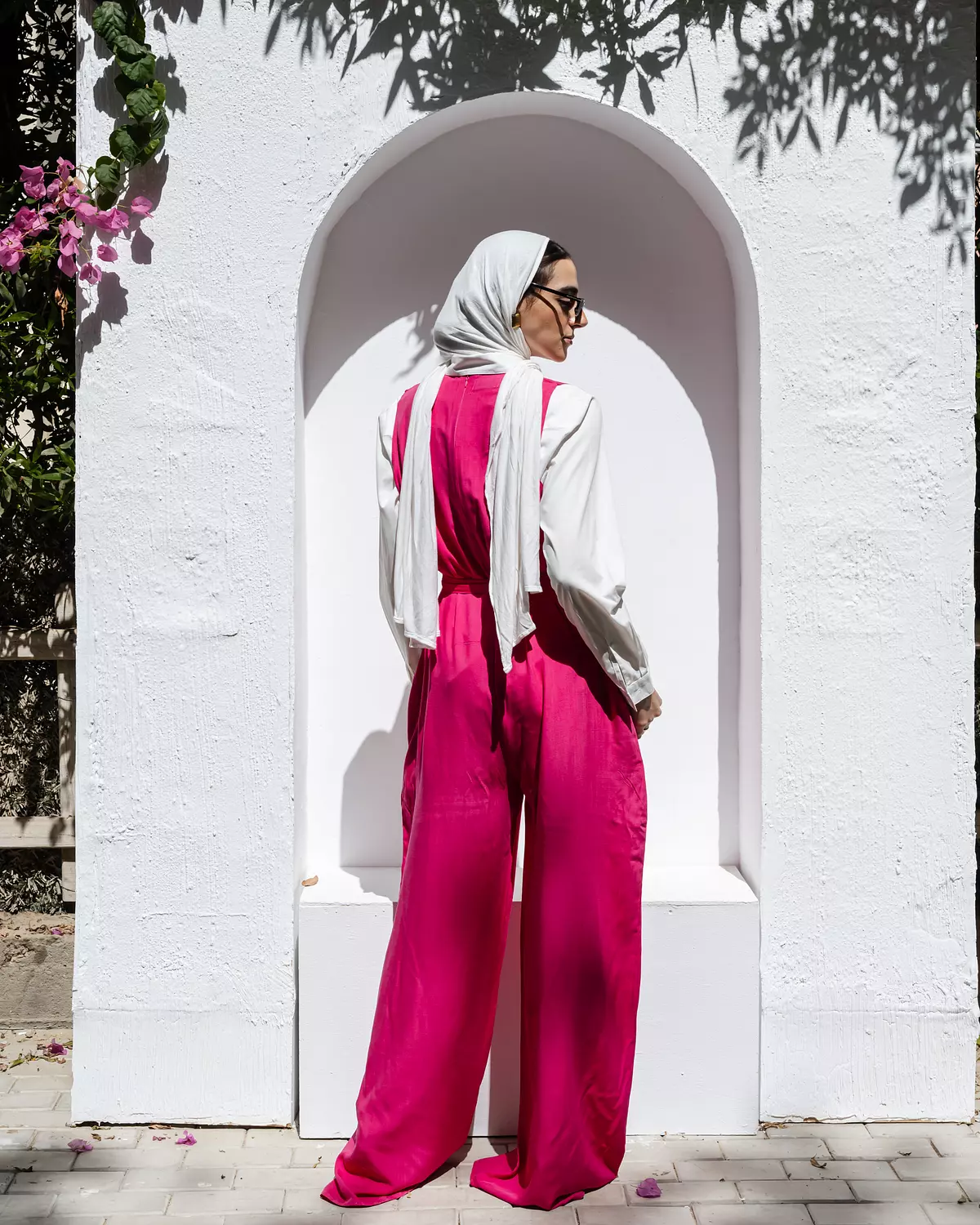 Linen Jumpsuit in Fuchsia 3