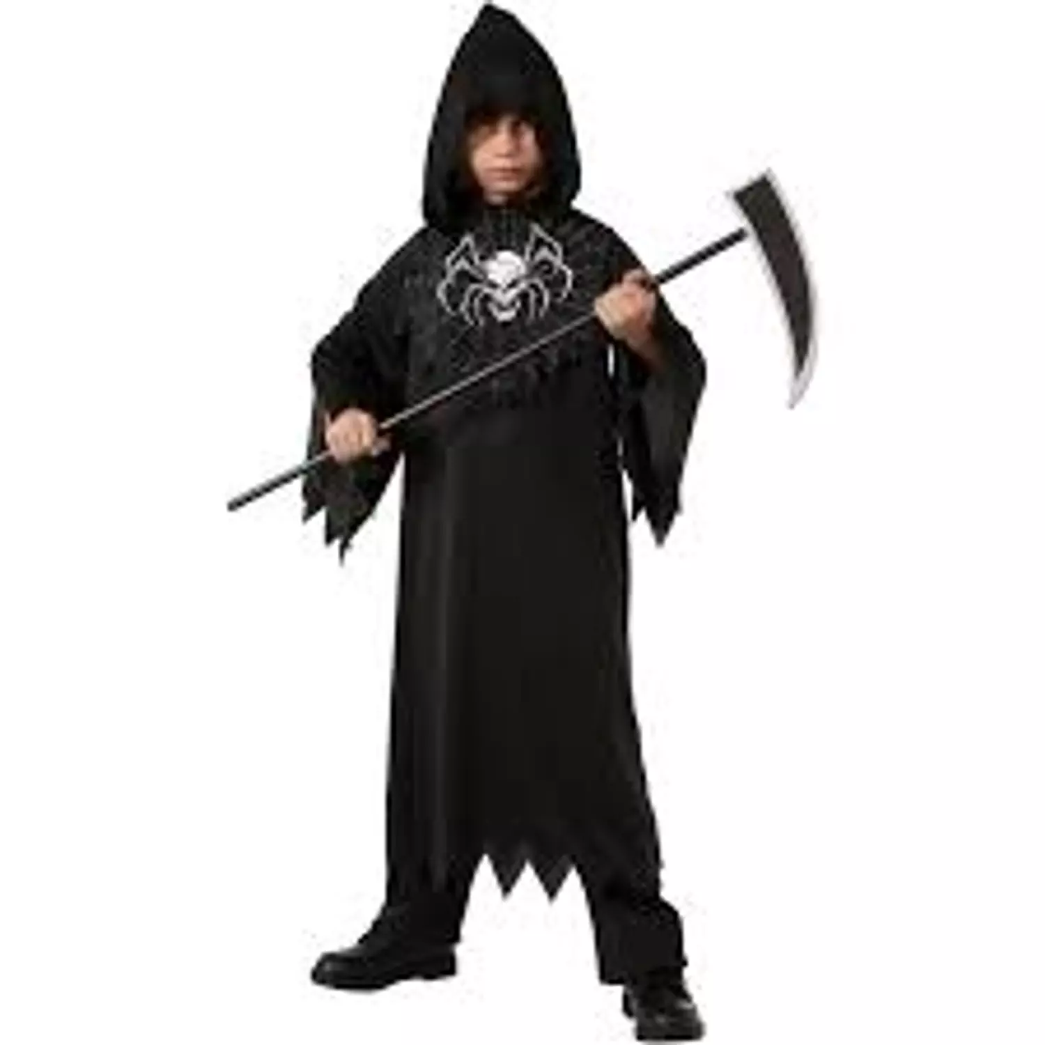 Kids Grim Reaper Halloween Costume, Black Hooded Robe 1