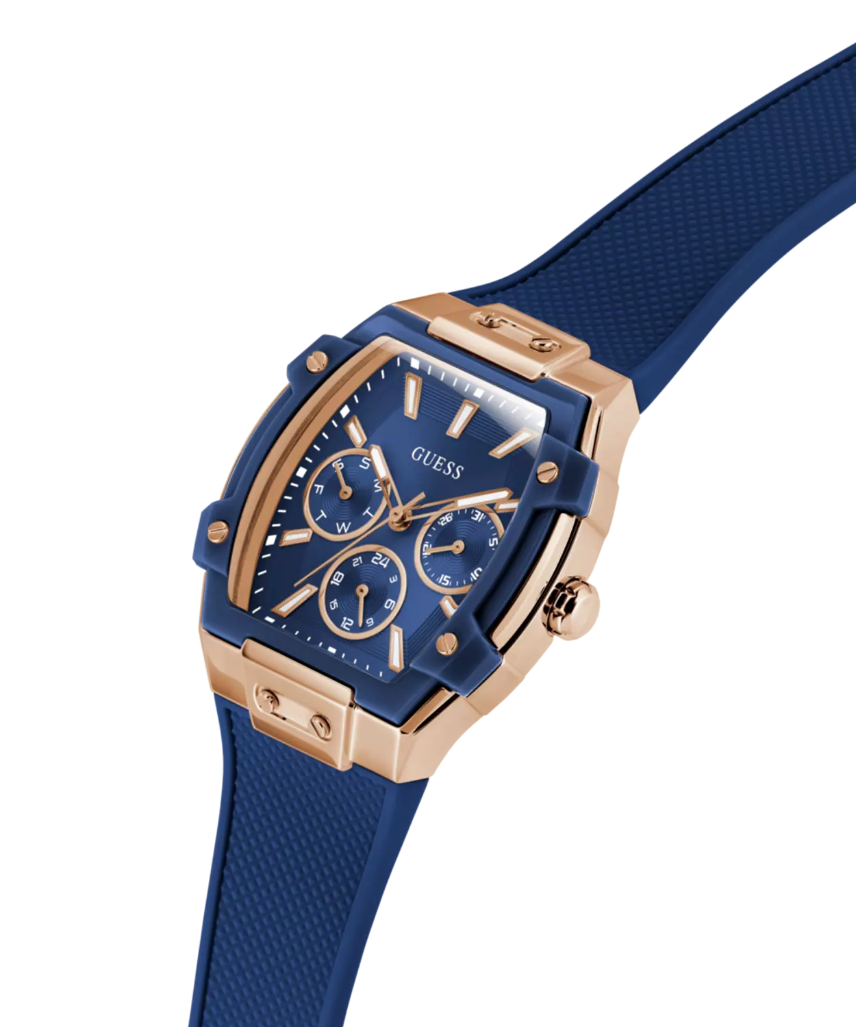 GUESS Ladies Blue Rose Gold Tone Multi-function Watch 3