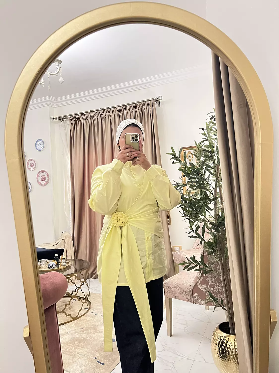 The Drape Wrap Shirt in butter yellow image