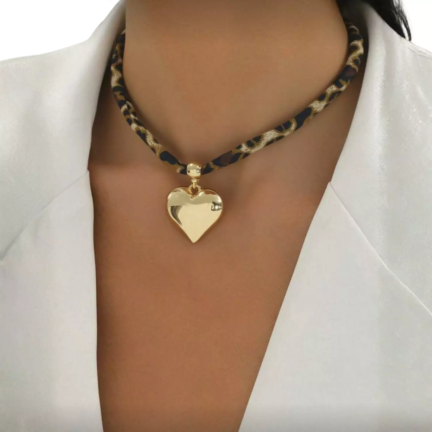 Leopard Print Heart Necklace image