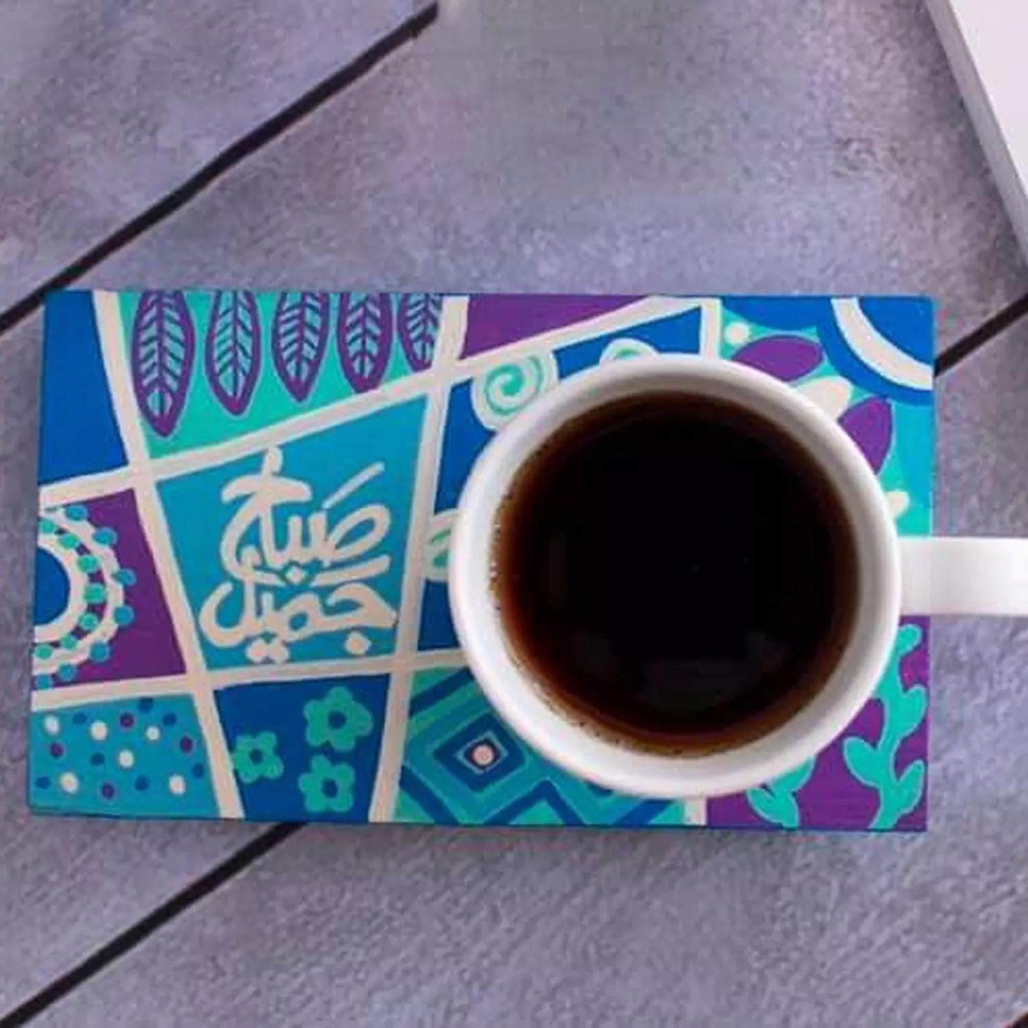 Coaster mug -sun squares blue  image