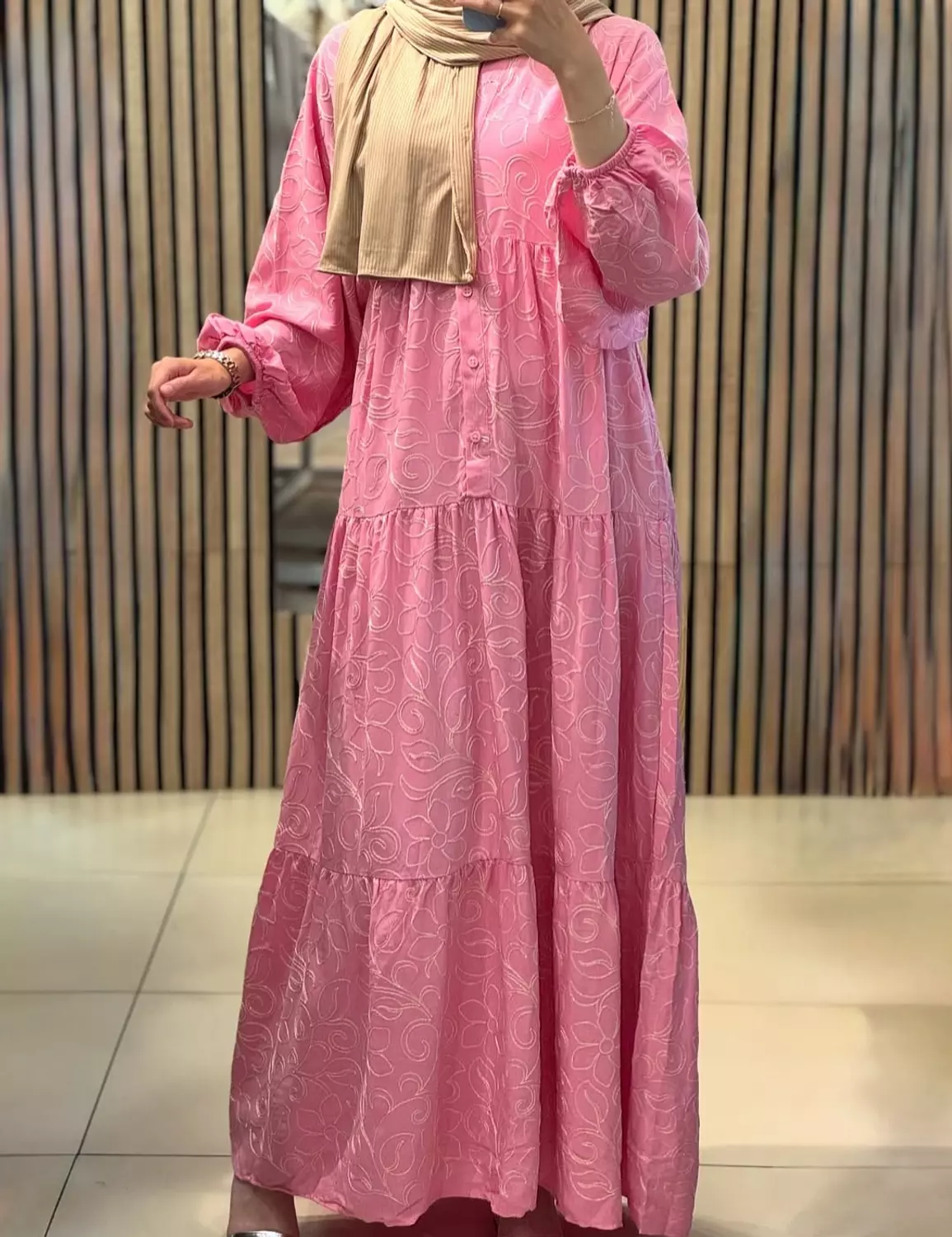 Barbie Pink Dress with Floral Gold Embroidery  2