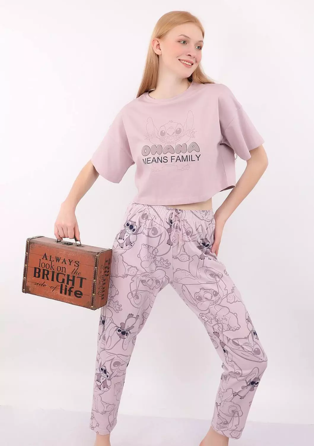 S125 Funny Stitch Full Length Pants Pajama Set  image