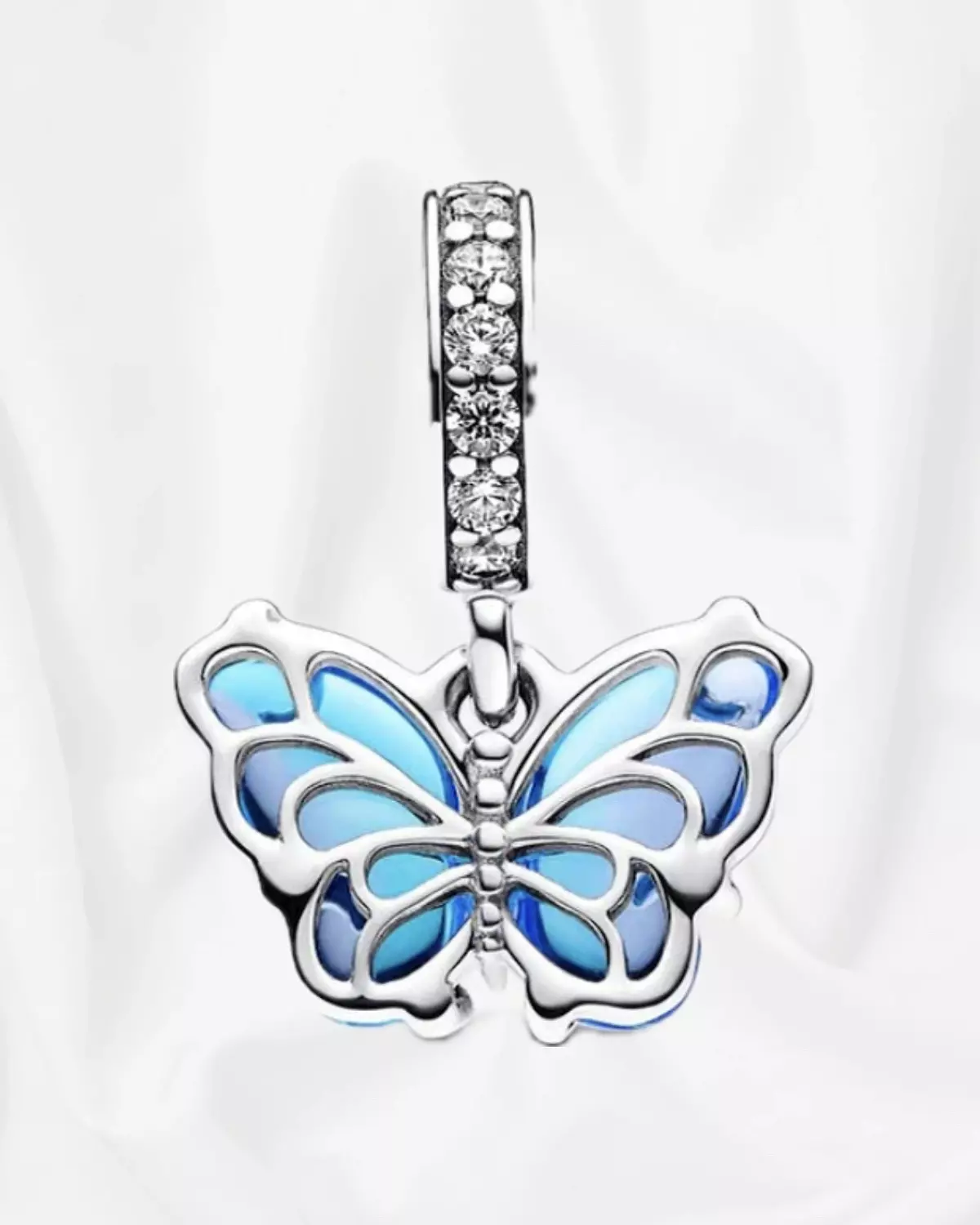 Blue Murano Glass Butterfly Dangle Charm 1