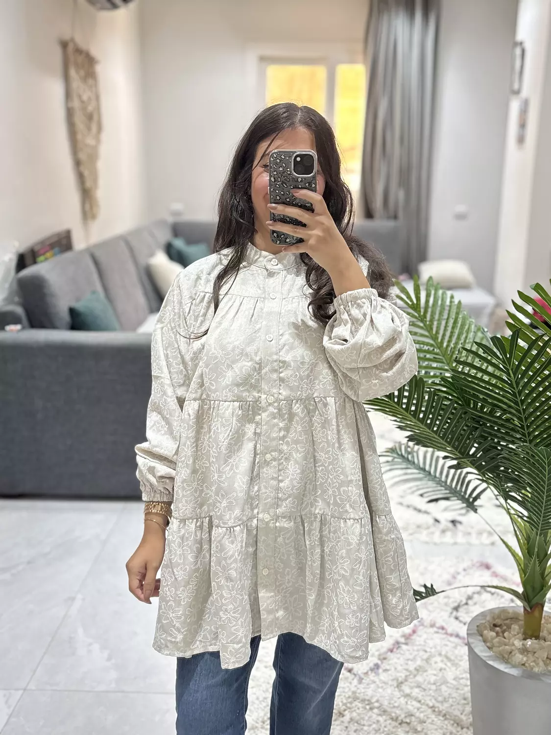 Ruffled Floral Blouse 🤍 hover image