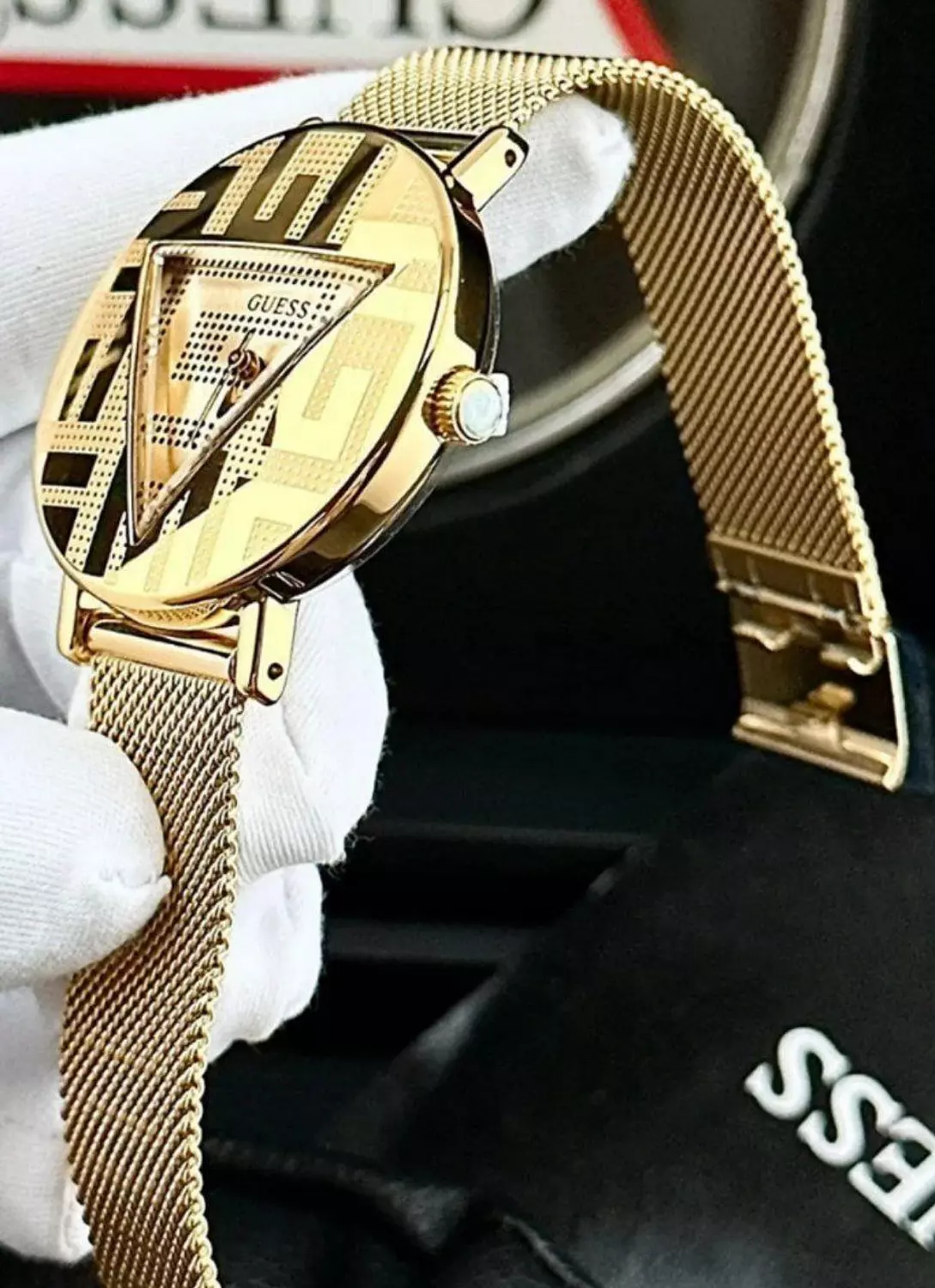 GUESS Gold-Tone Triangle Watch 5