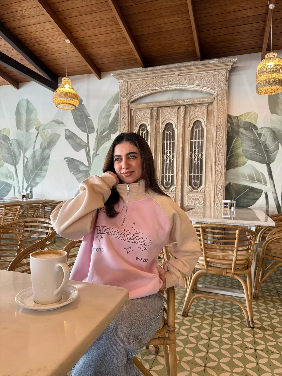 Half Zip Up Oversized Hoodie Sleeve Tee  7