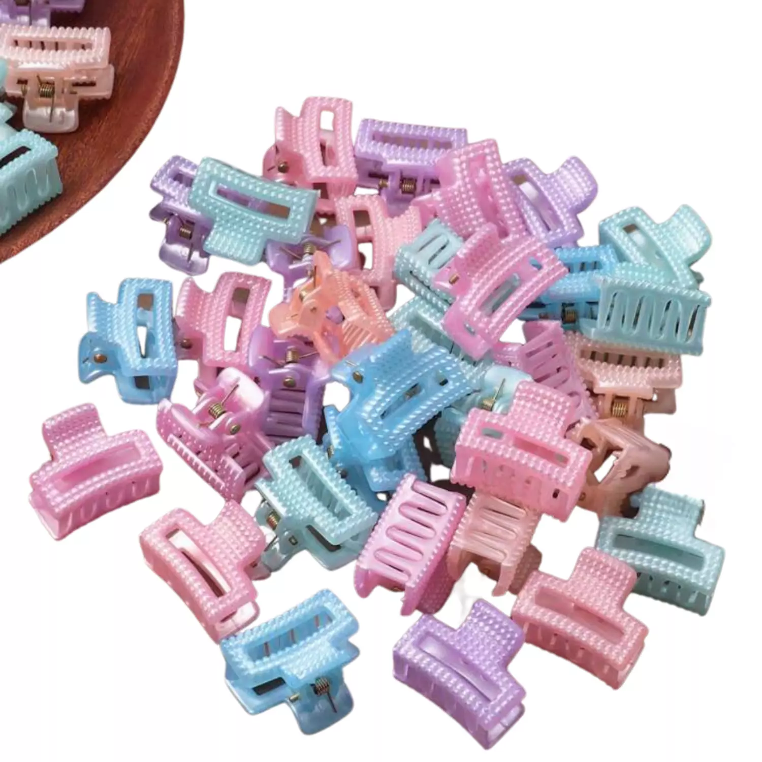 6 Pc Mini Pastel Block Claw Clips Set image