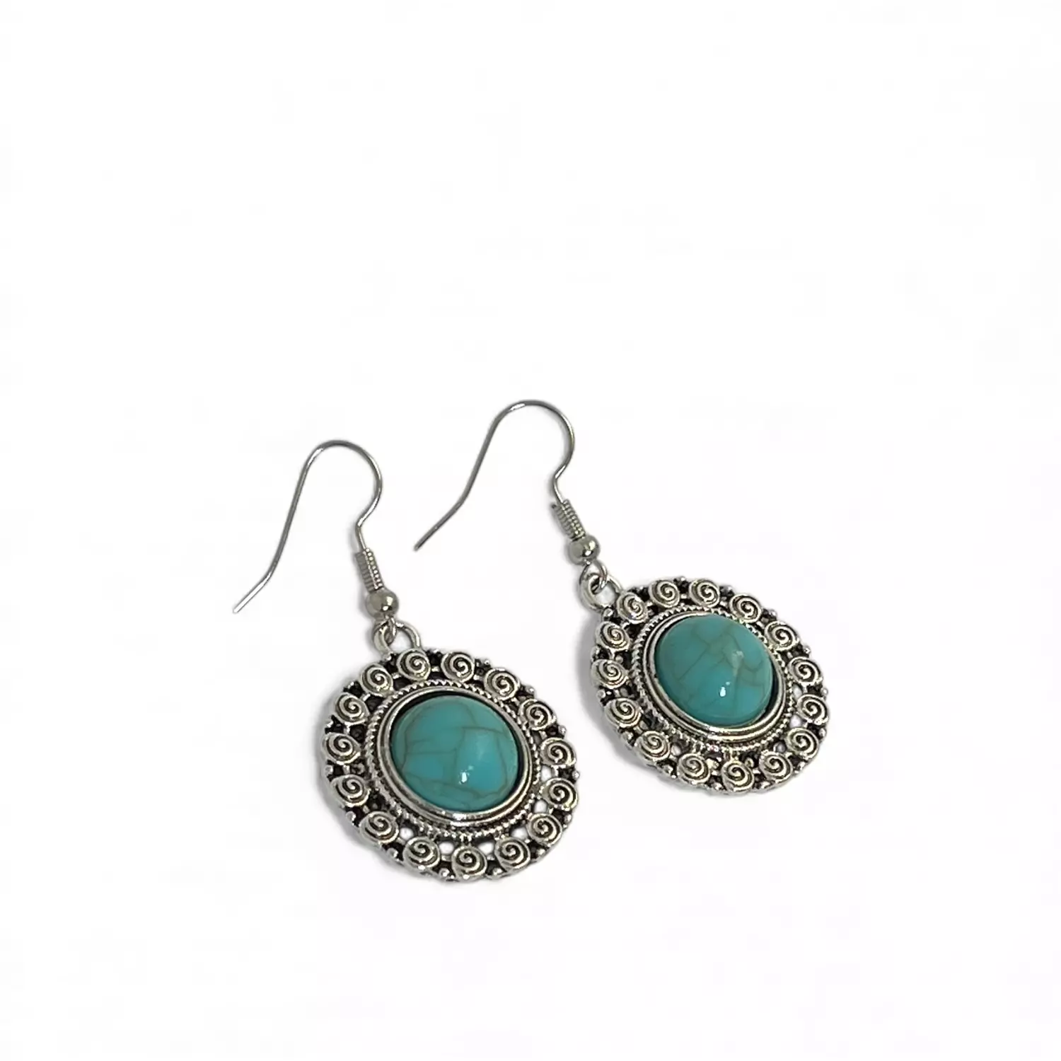 Turquoise Glow Vintage Dangle Earrings hover image