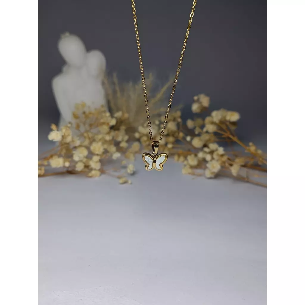 white stone butterfly necklace