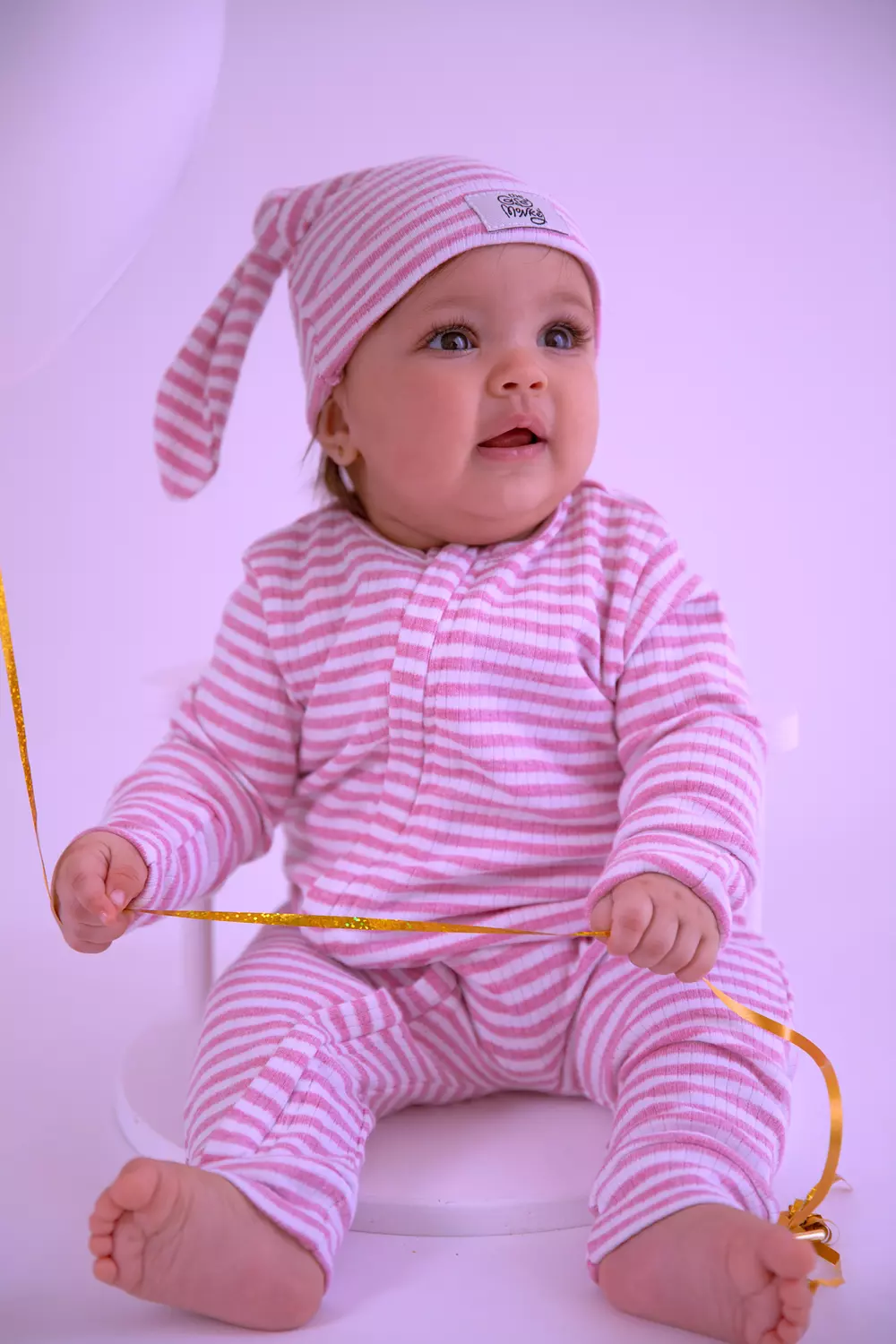 Bunbun organic plush pink set with bow/beanie 4
