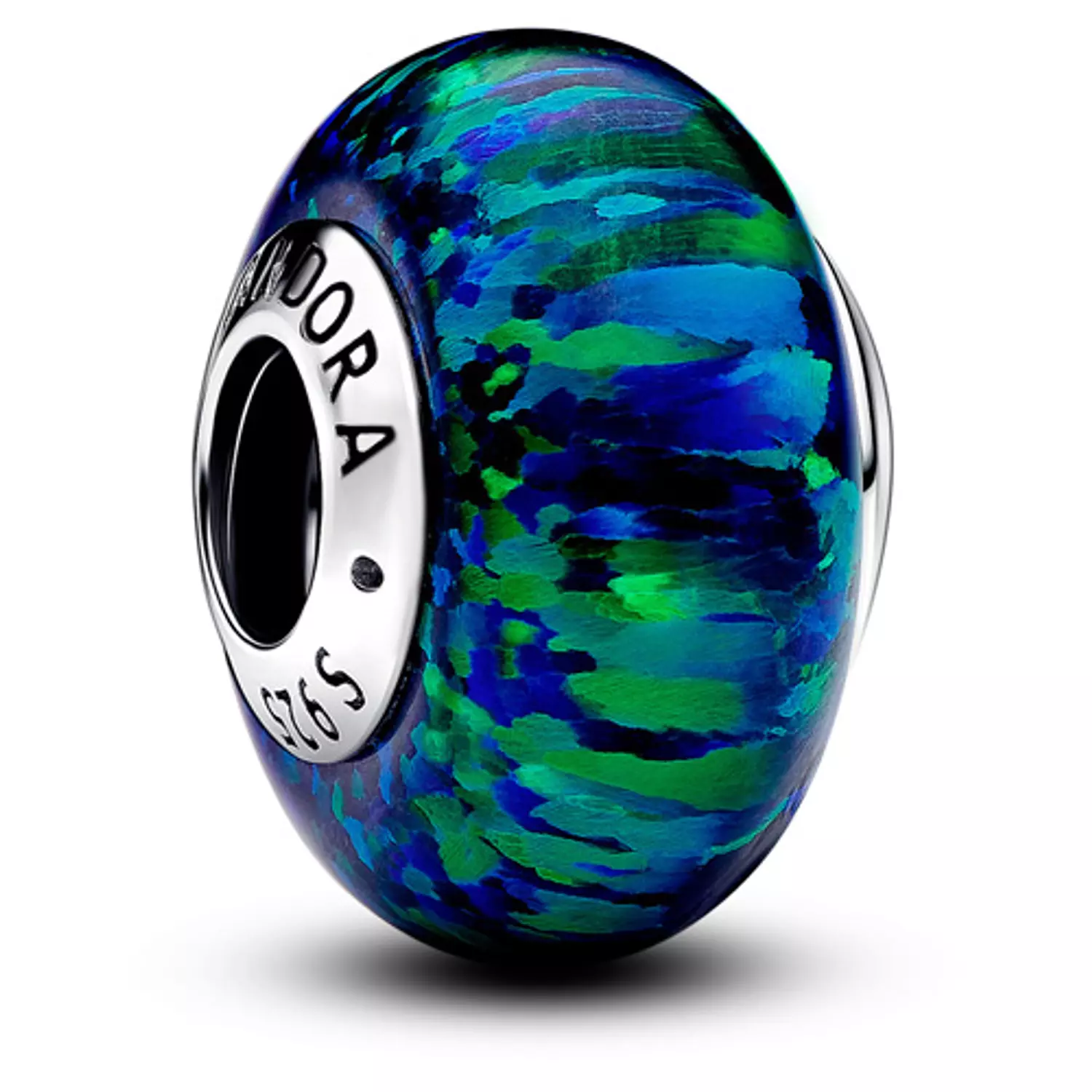 Sterling Silver Opalescent Green Blue Charm with Lab-Created Opal - 791691C04 image