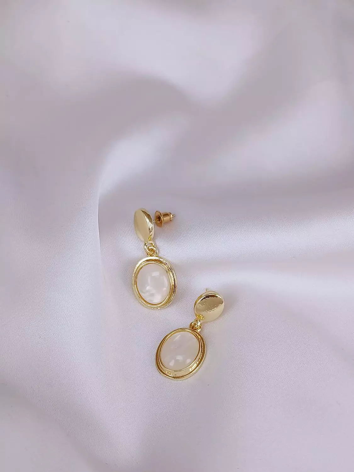 Gold Plated White Stone - Earring 2
