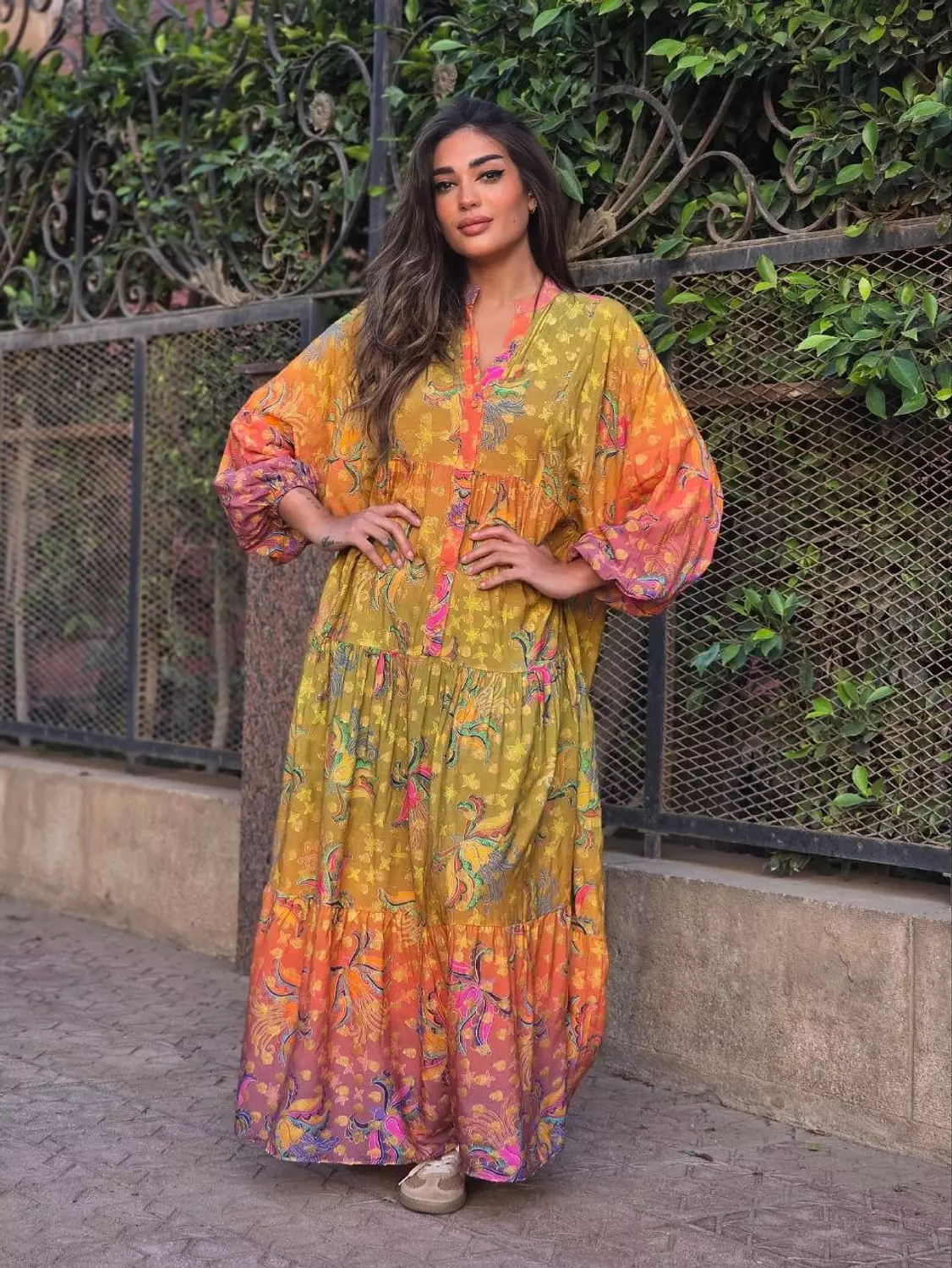 Lime multicolour dress  2