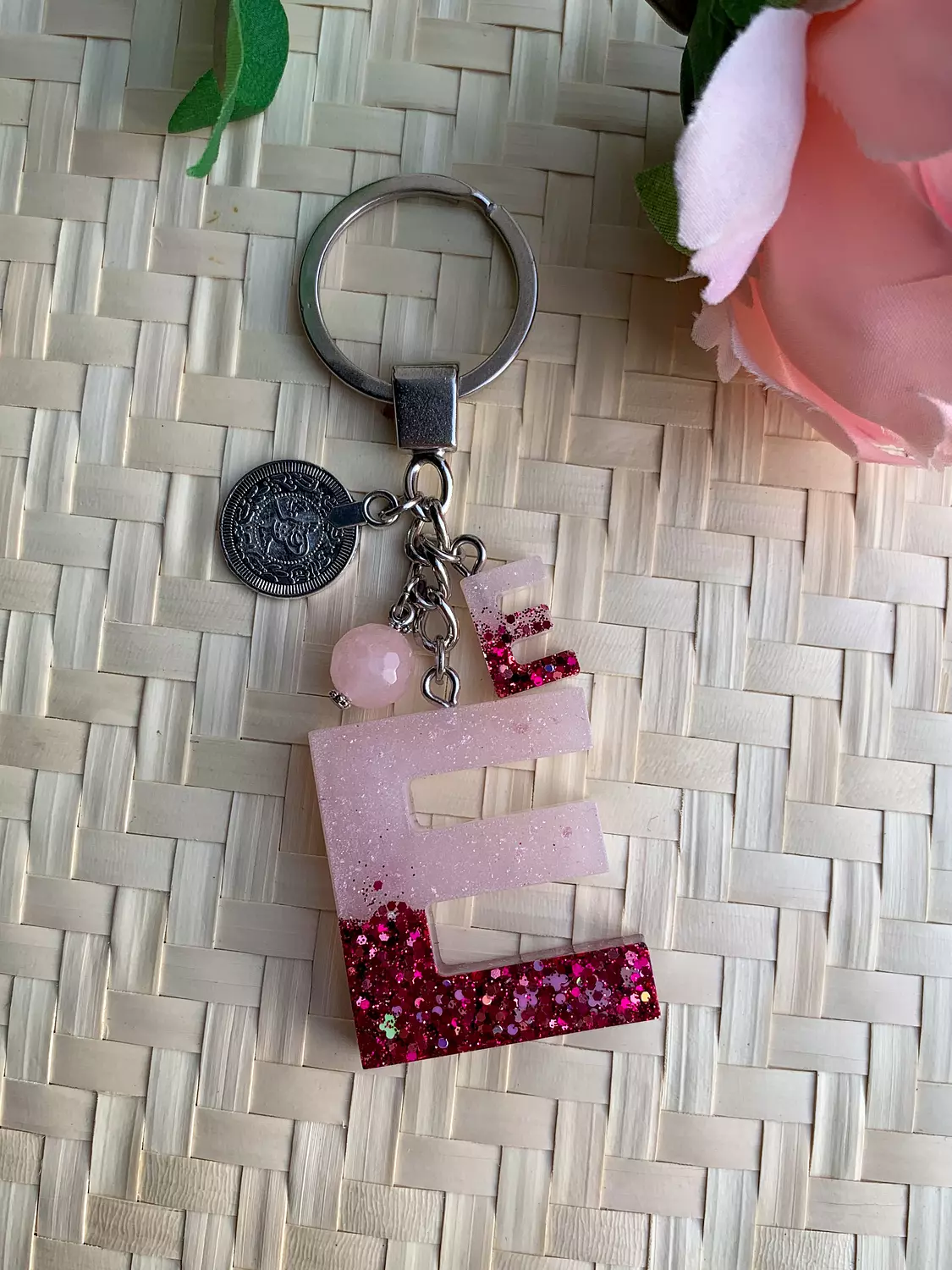 Resin Letters Keychain ( Glitter Pink ) "By Order"  4