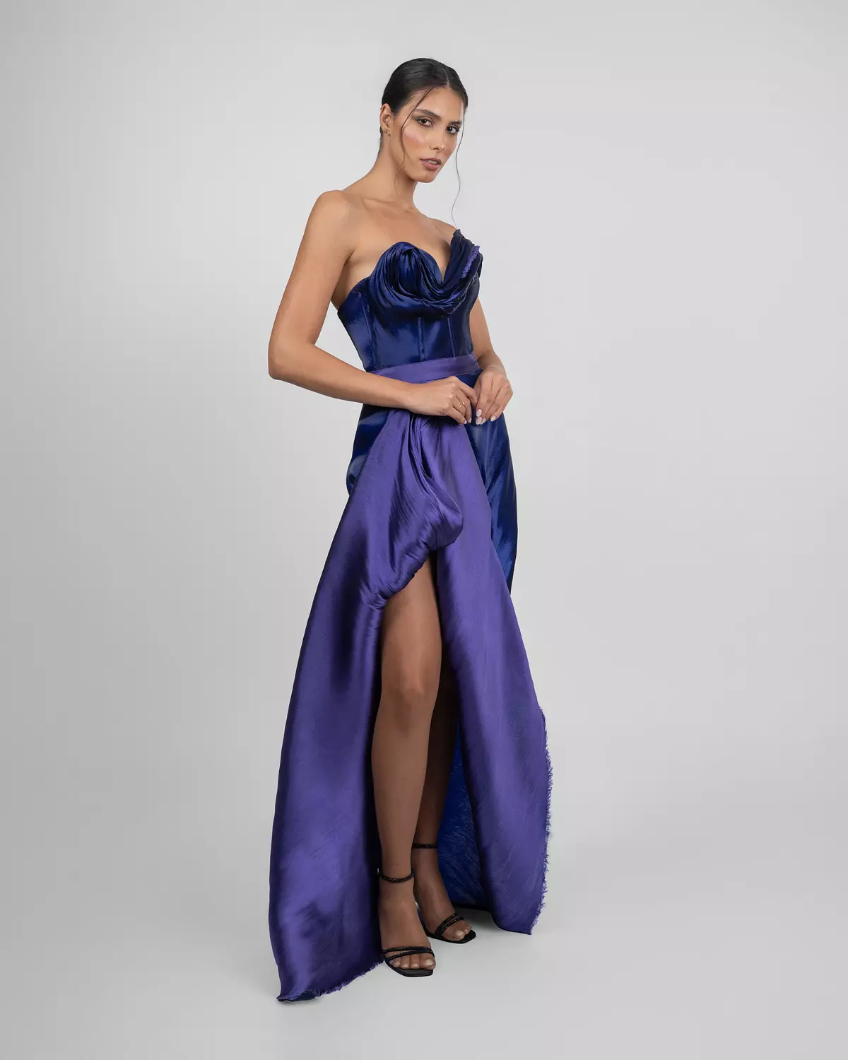 Strapless Two-Tone Draped Gown image