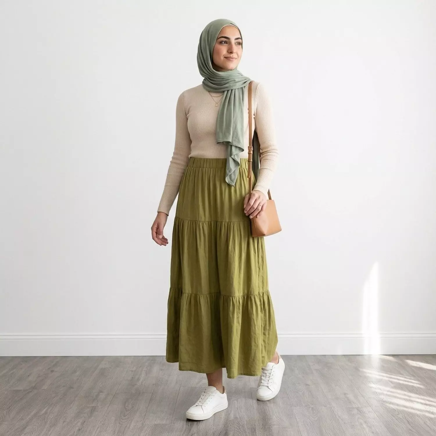 Flowy Tiered Linen Maxi Skirt image