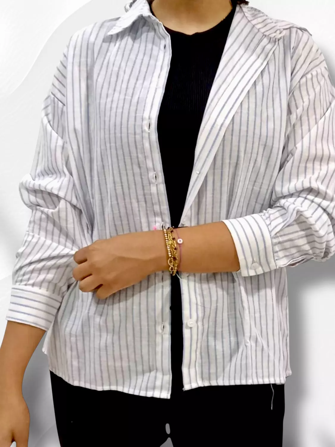 Striped Linen Shirt - blue 3