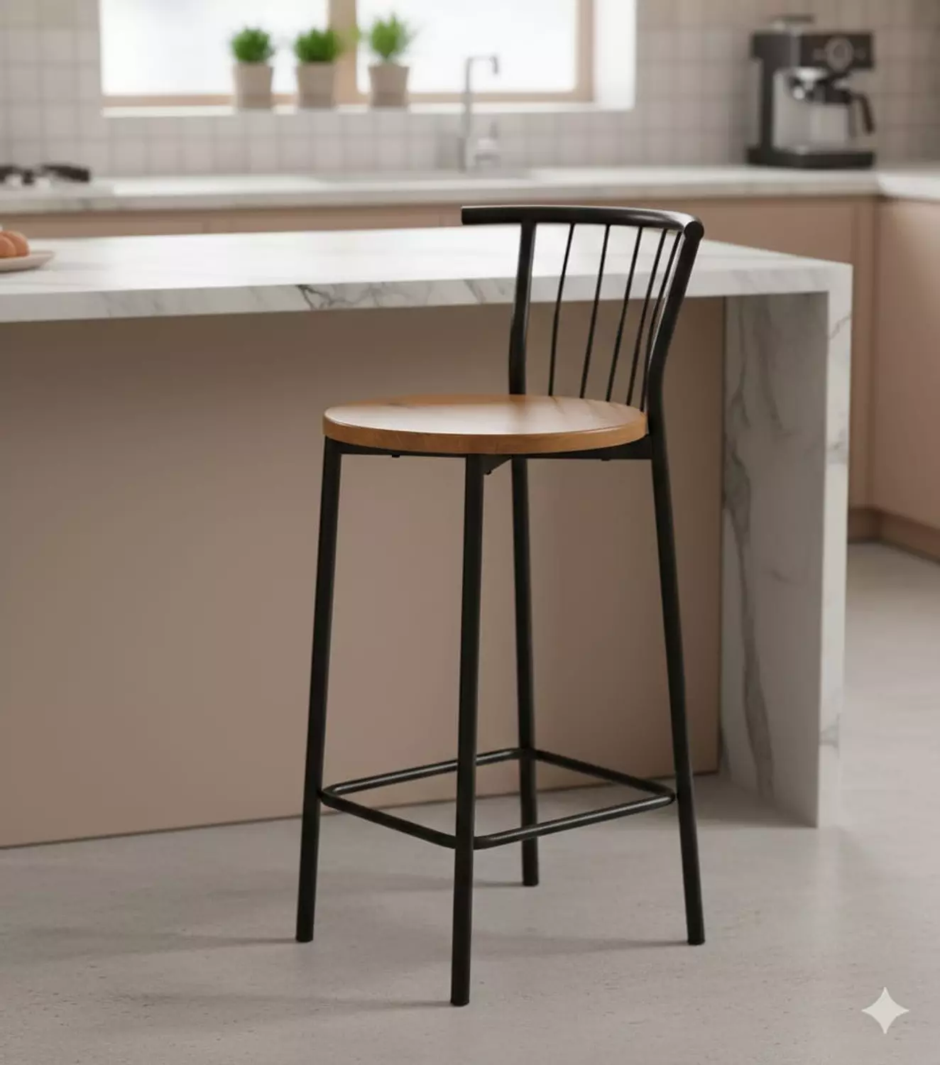 كرسى بار معدن شلته خشب ماسوره 25 image