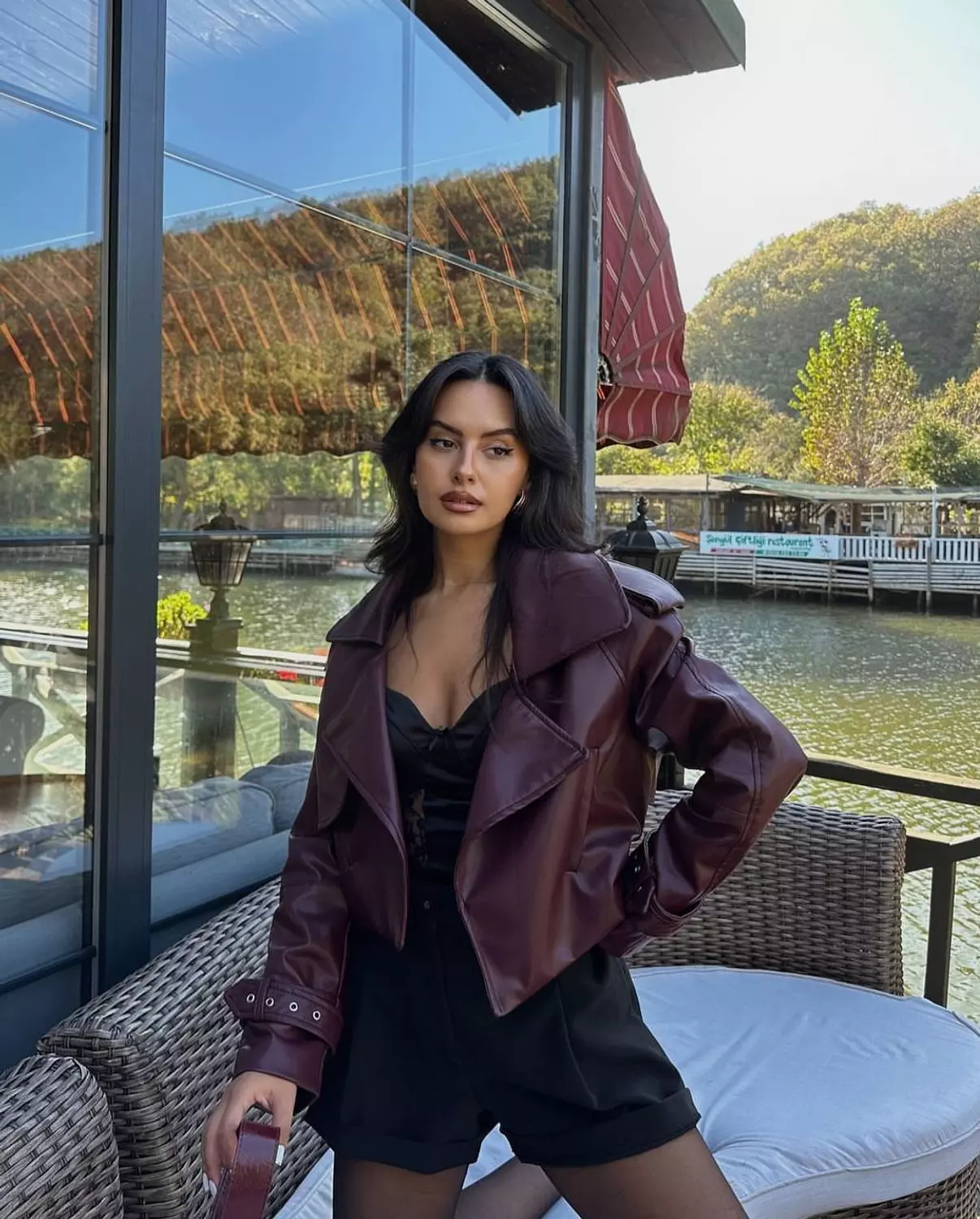 Cropped leather jacket 1