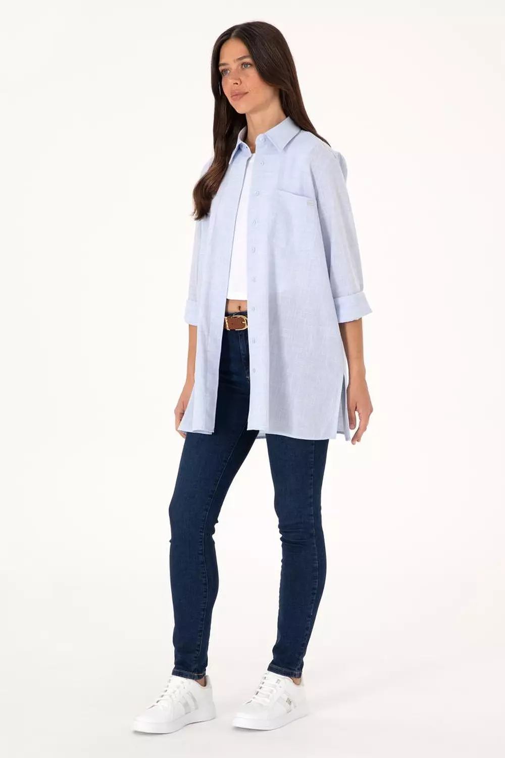 Women's Light Blue Long Sleeve Tunic ShirtU S POLO 2