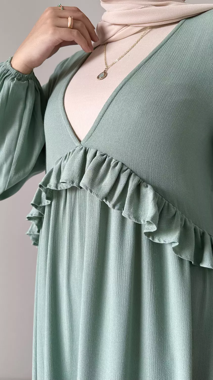 Mint green v_neck dress  5