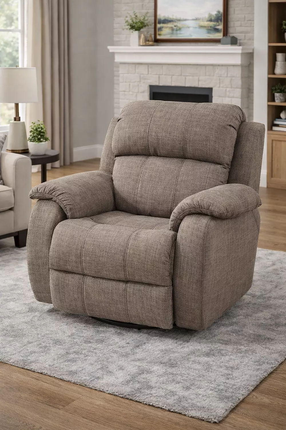 Lazy Boy Chair, Gray Fabric Upholstery image