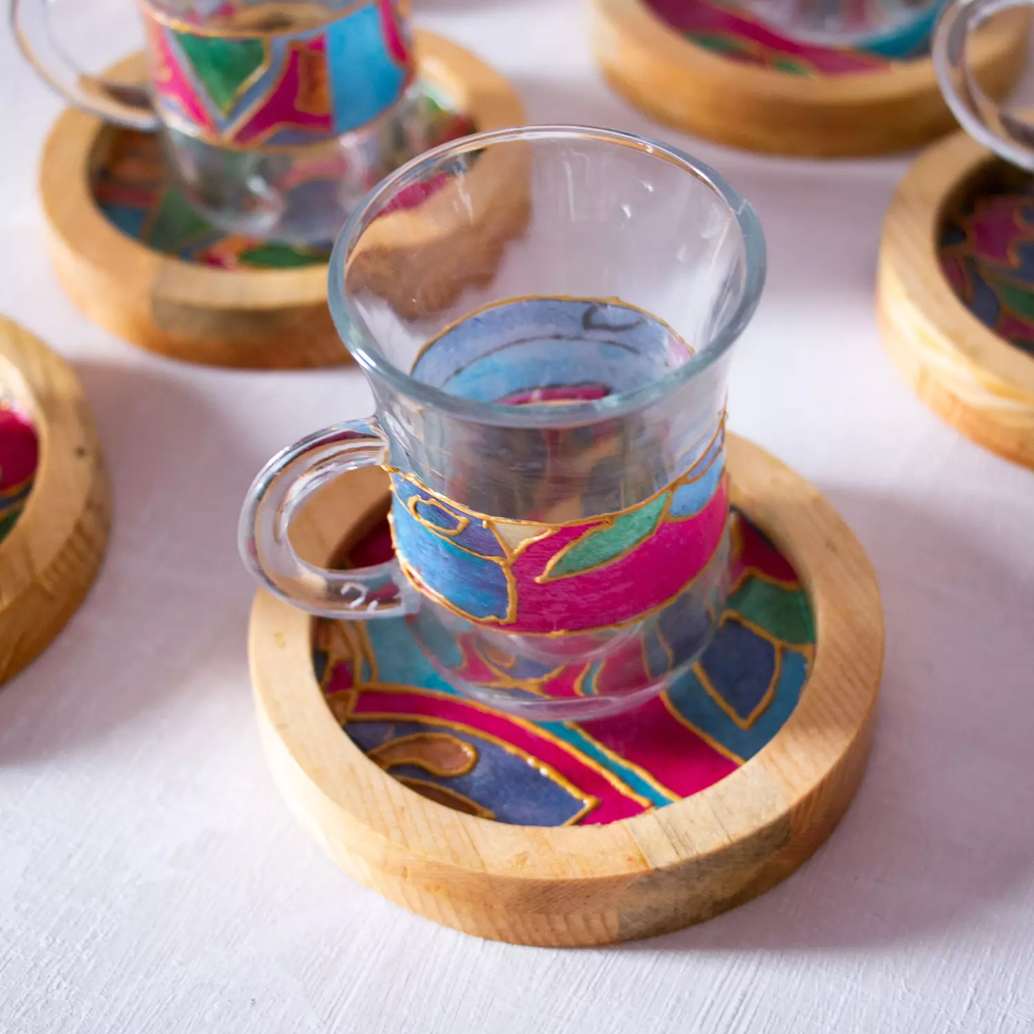 Arabic Blossom Wooden Coasters -Per Piece image