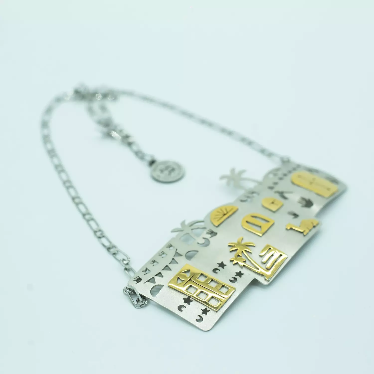 Copper necklace, 4 layers of gold, silver and platinum plating - 50 cm - Ancient Egyptian hunting trip hover image