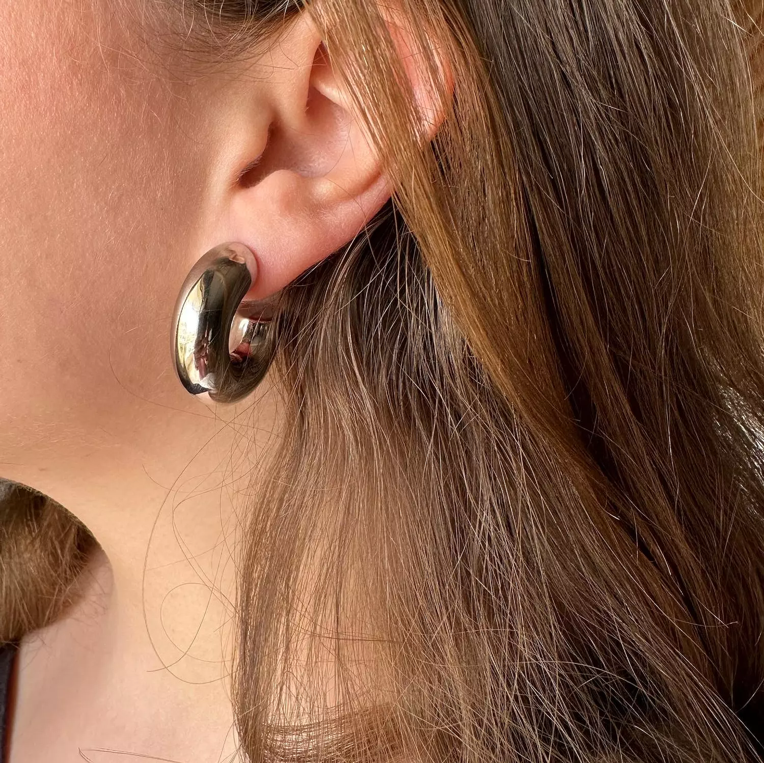 Chunky silver hoop earrings  image