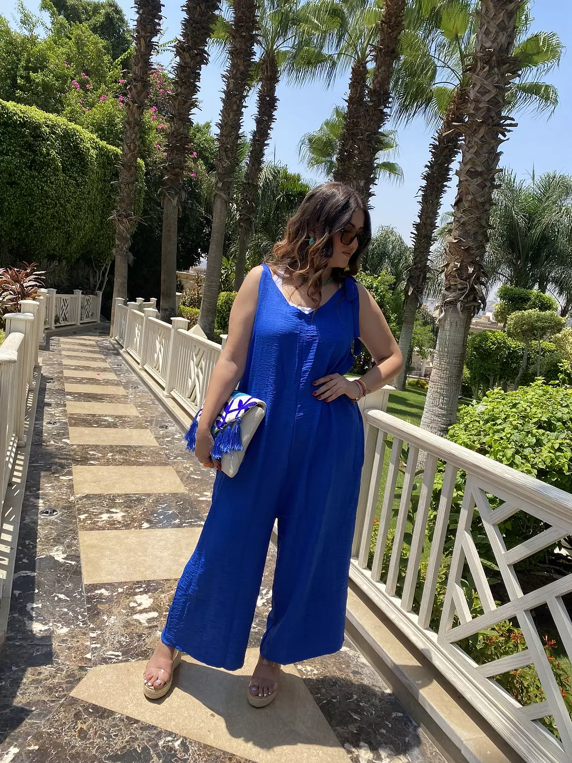 blue over size linen jumpsuit 1