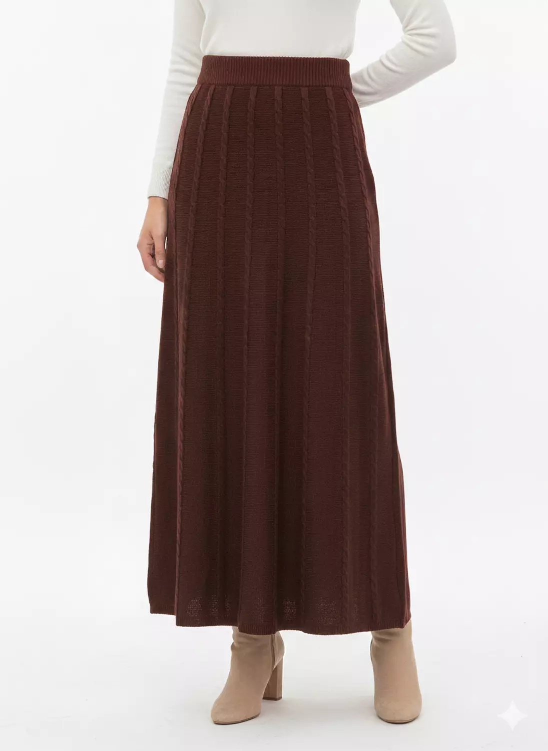 Long Cable Knit Skirt 1
