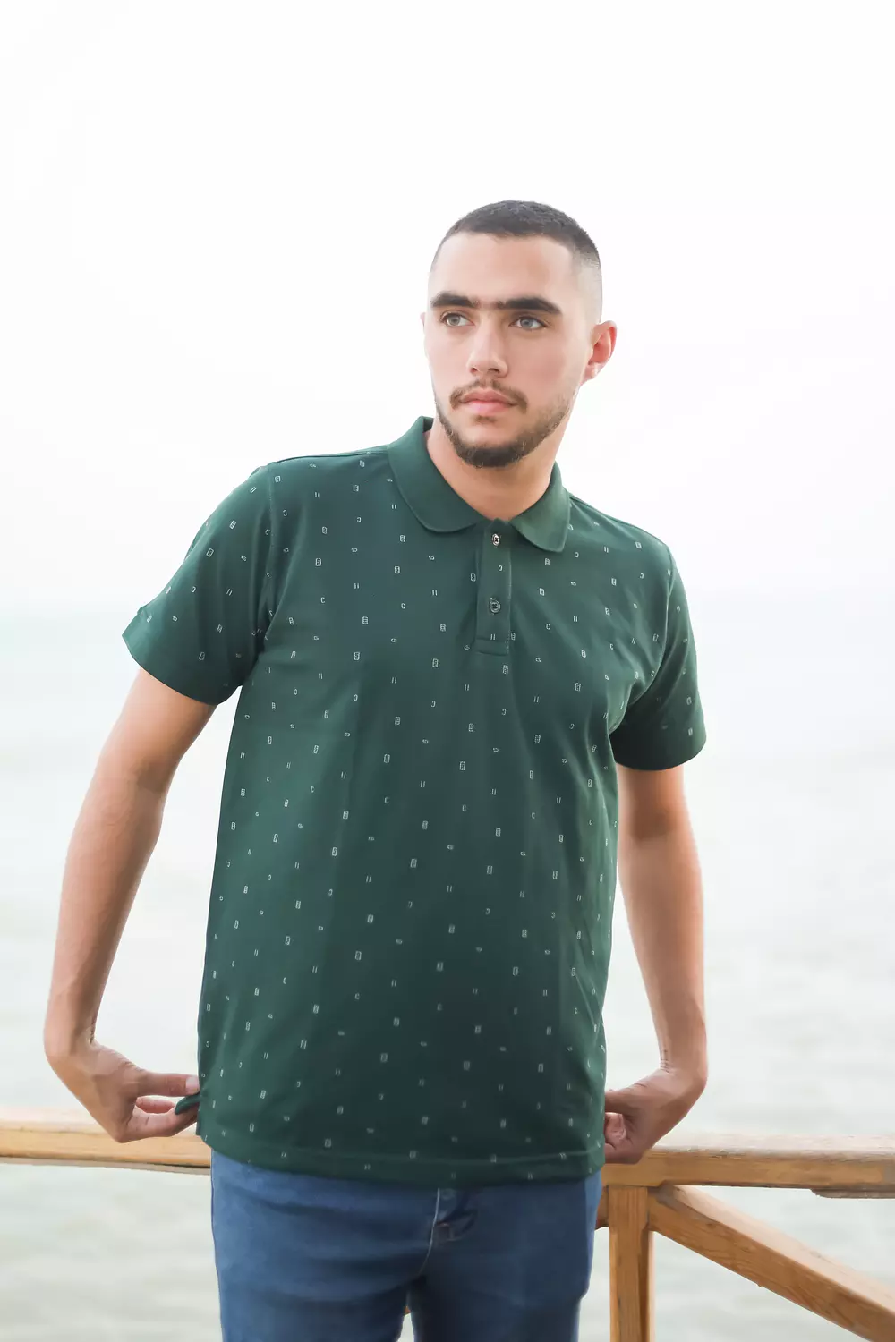 POLO TSHIRT - Dark Green (AB Printed)  image