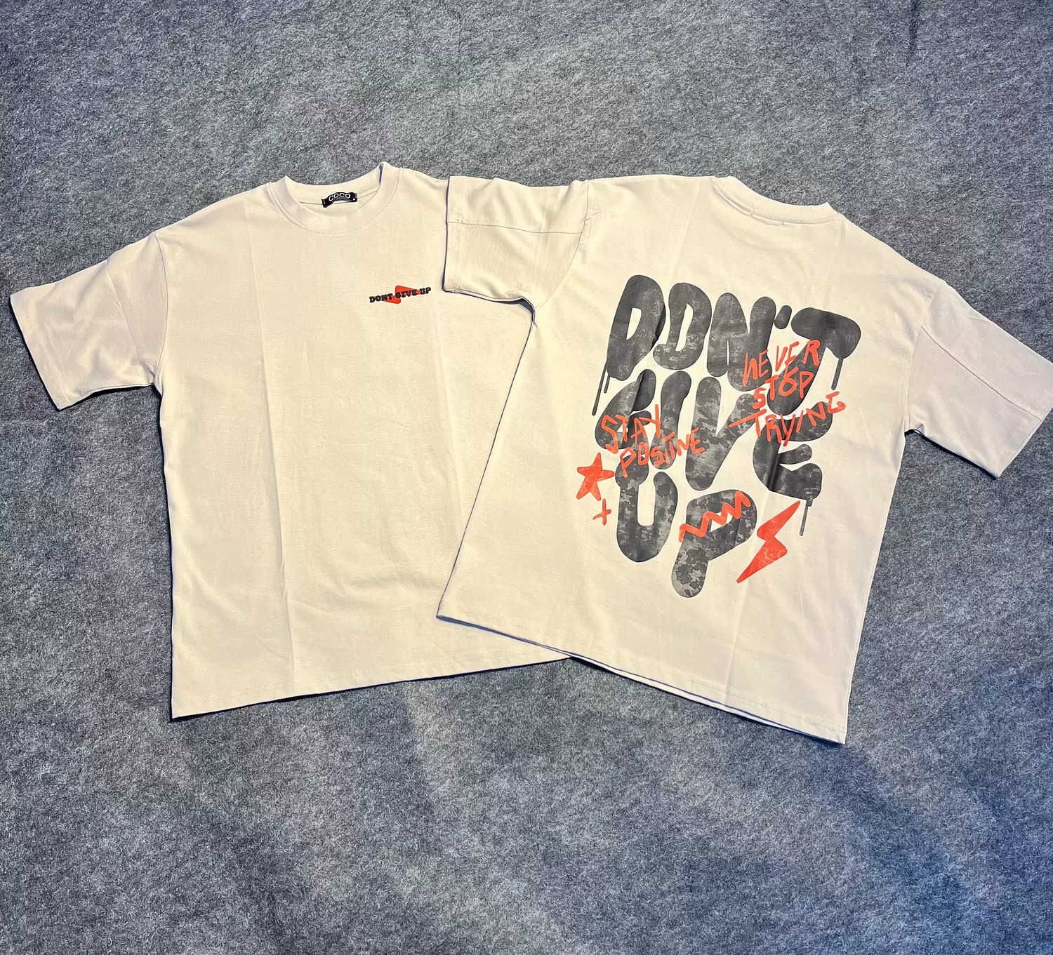 Beige Oversized COCO T-Shirt with Graphic Print image